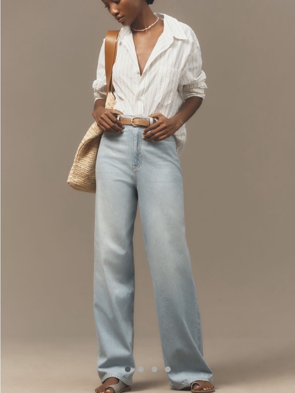 Pilcro Light Blue High-Rise Wide-Leg Jeans